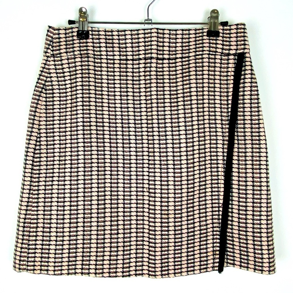 J Crew Factory Faux Wrap Mini Skirt Women's Size 2 Tweed Preppy Academia
